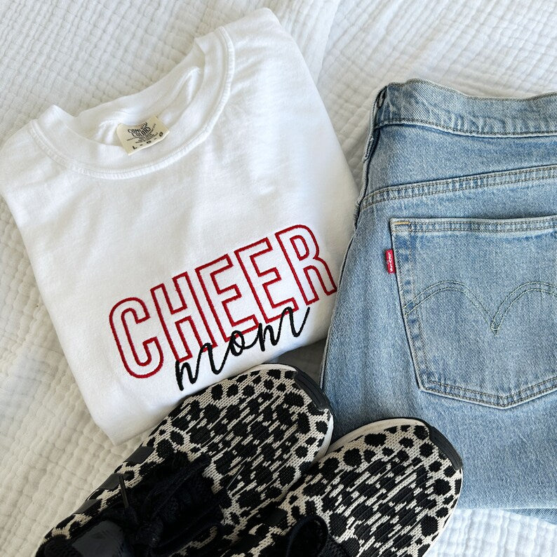 Personalized Cheer Mom Embroidered Comfort Shirt