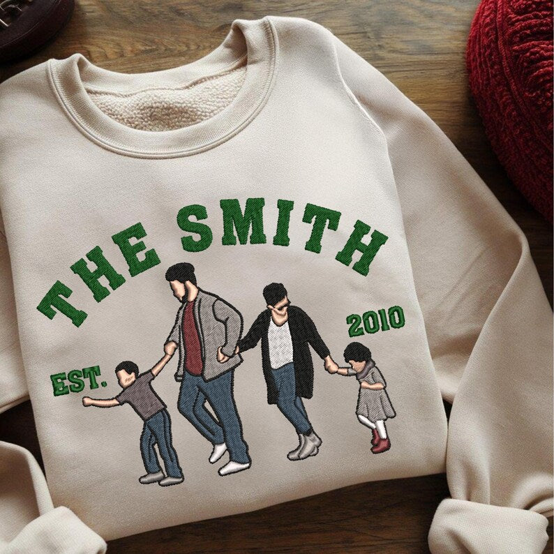 Personalized Embroidered Family Photo Sweatshirt, Family Photo Holiday Sweater