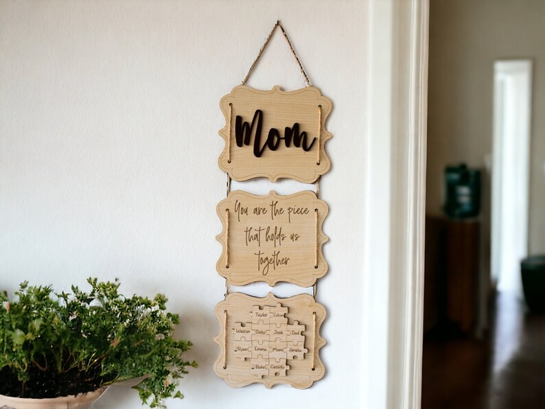 Custom You Are The Piece That Holds Us Together Mothers Day Wall Hanging Puzzle Sign, Mothers Day Gift Wall Decor