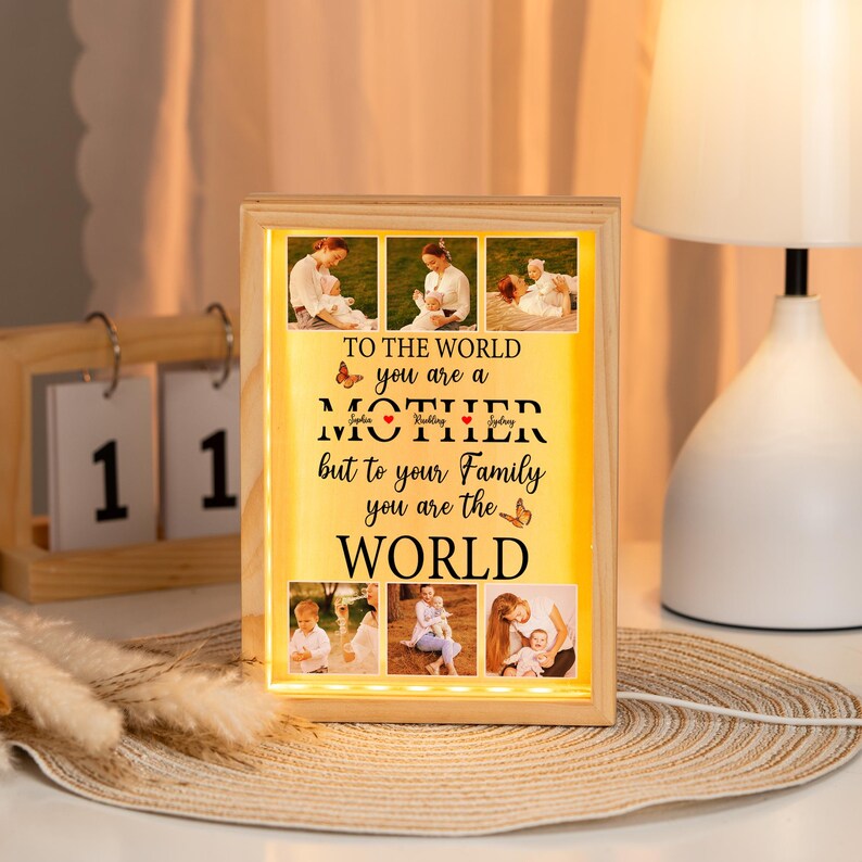Custom TO THE WORLD YOU ARE A MOTHER Photo Luminous Frame Mother's Day Gift