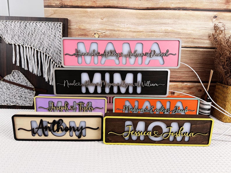 Custom Unique Night Light Gift For Mom From Kids Husband