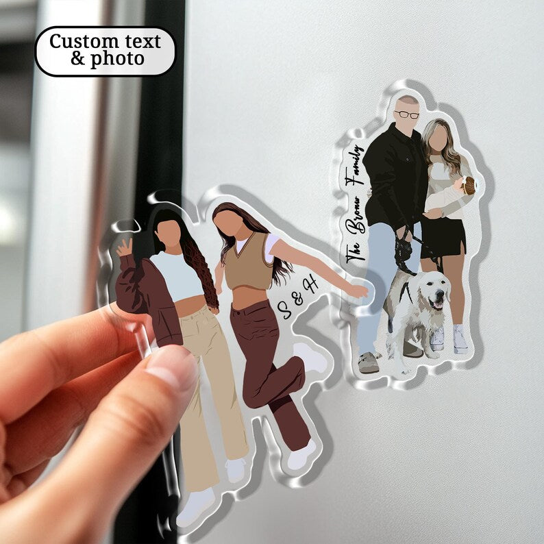 Custom Photo Portrait Fridge Magnet, Valentine Gift For Lover