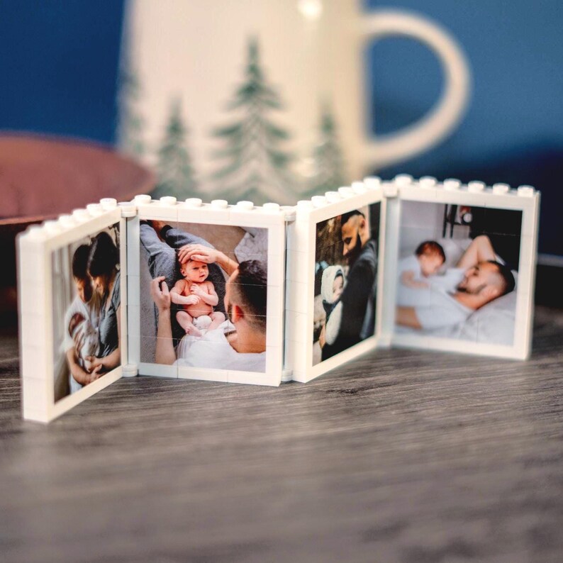 Personalised Fold-Out Daddy & Me Brick Photo Block Gift Mini Photo Album Keepsake Gift For Dad