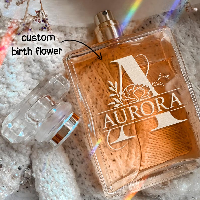 Custom Family Name Perfume Bottle Gifts Perfume Bottle, Engraved Birth Flower Gift For Mom