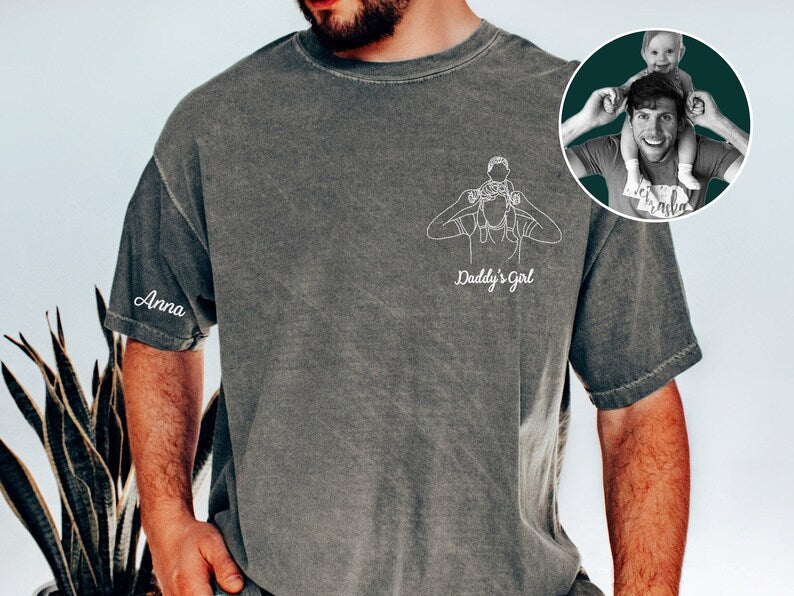 Dad Portrait Embroidered Shirt From Photo,Custom Photo Sweatshirt For Dad