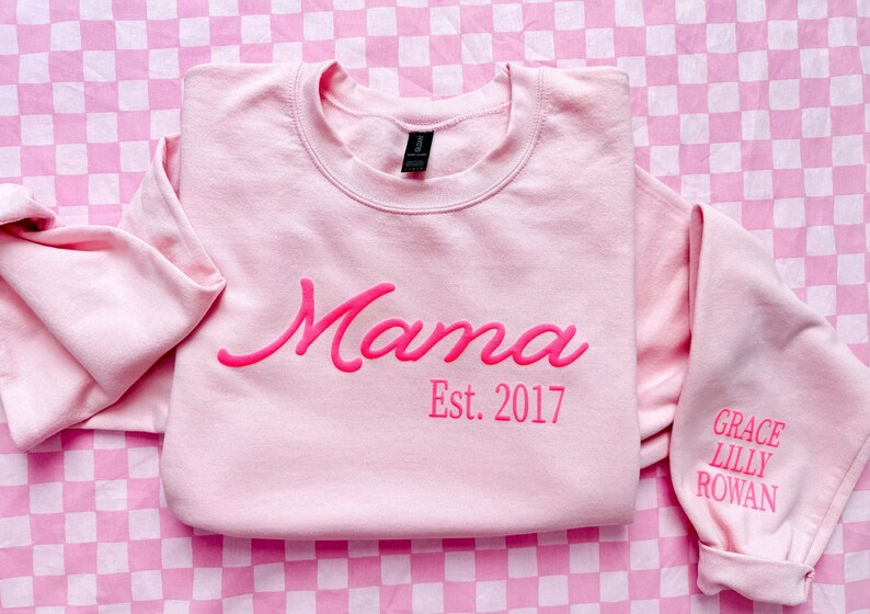 Personalized Puff Print Mama Sweatshirt With Kids Names