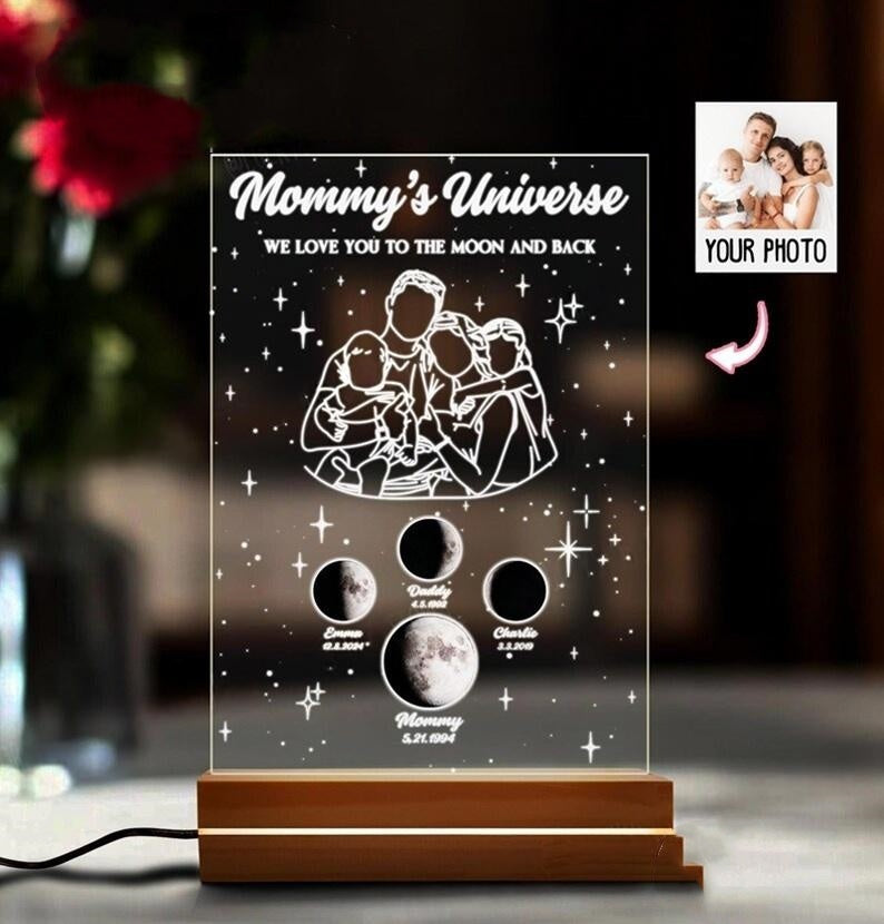 Custom Night Sky Gift - Moon Phase On Special Date With Names, Perfect Mother's Day Keepsake