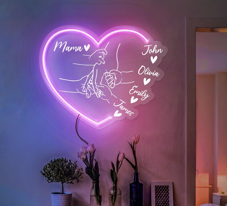 Custom Puzzle Piece Neon Sign With Name – Personalized Led Light Gift For Mom