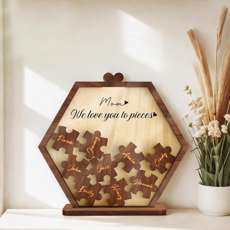 Personalized Puzzle Name Magnet Fridge Decor With Grandchildren's Names,Mothers Day Gift