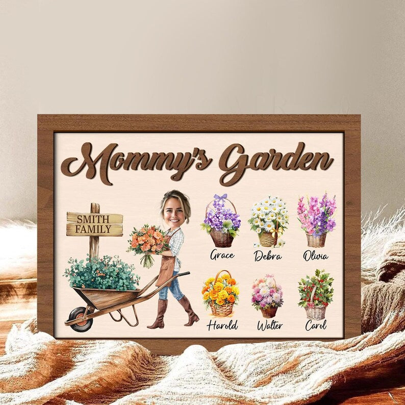Custom Mom Garden Plaque Birth Month Floral Sign