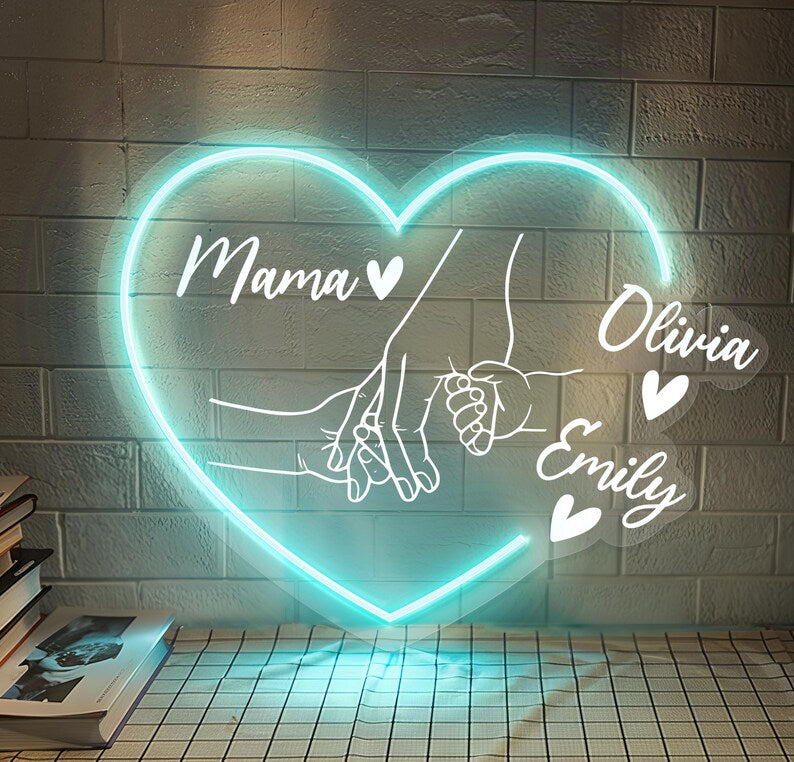 Custom Puzzle Piece Neon Sign With Name – Personalized Led Light Gift For Mom