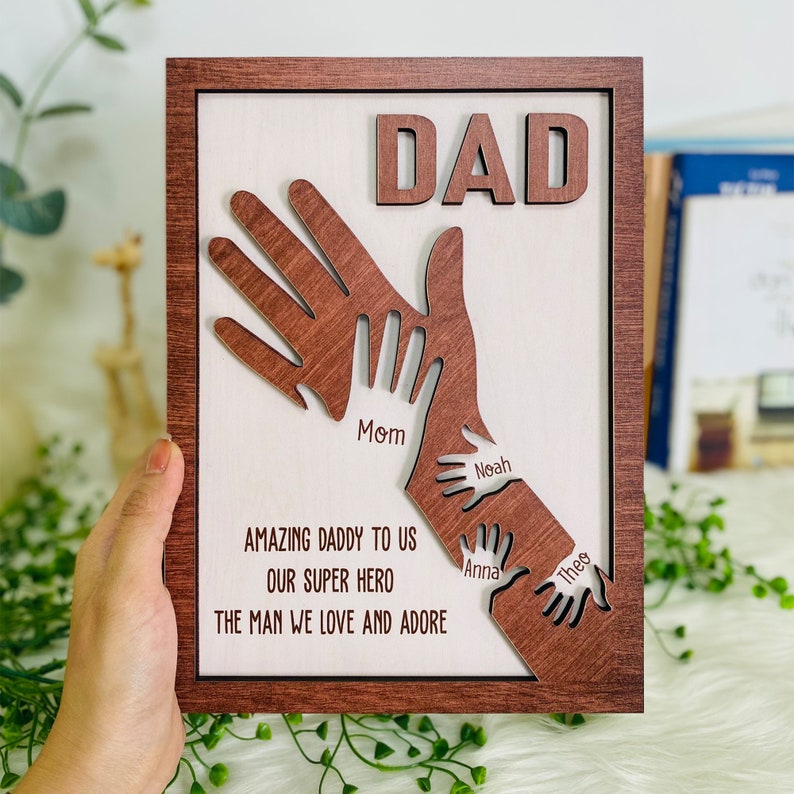 Personalized Strong Arms Fathers Day, Custom Grandpa Wooden Sign