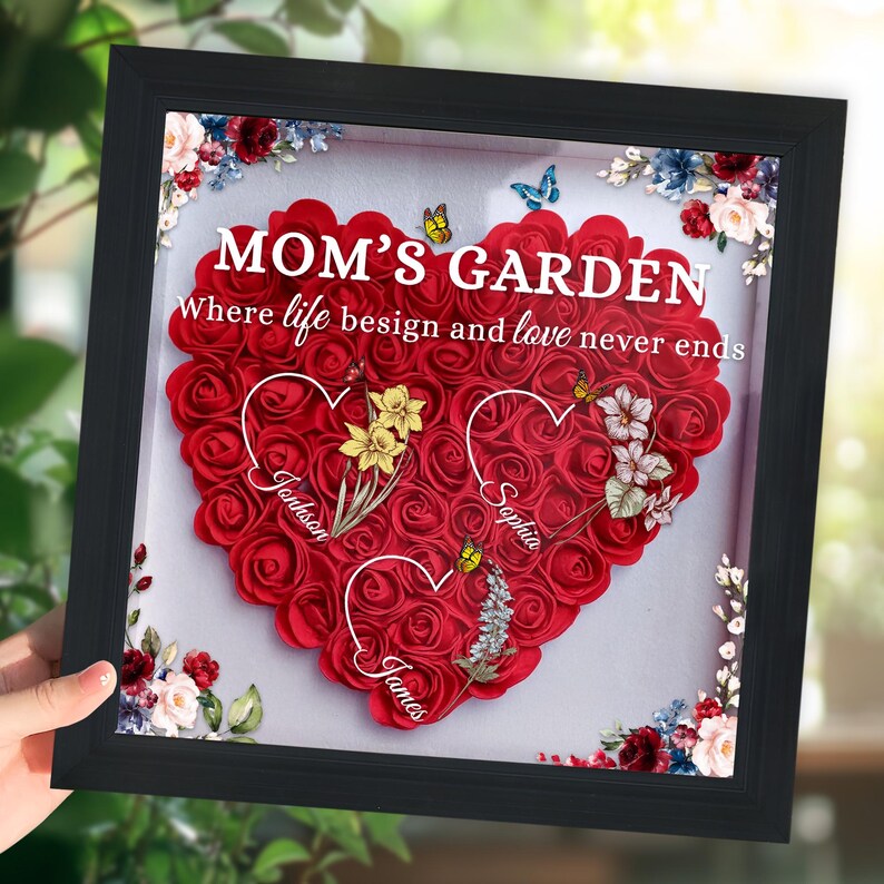 Mom's Garden Kids' Names & Birth Flowers Shadow Box Keepsake