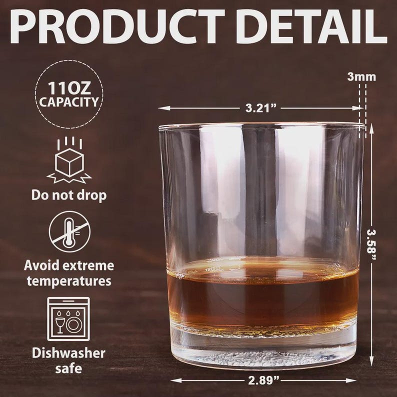 Personalized Engraved Whiskey Glass, Father's Day Gifts For Husband, Engraved Whiskey Glass