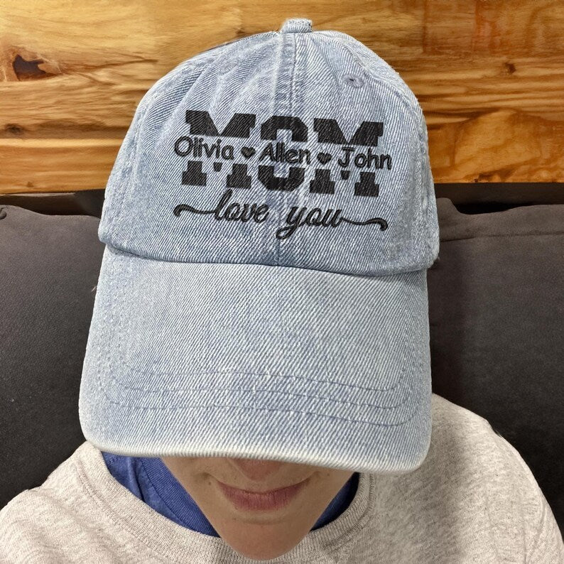 Custom Kids Names Embroidered Hat Gift For New Mom