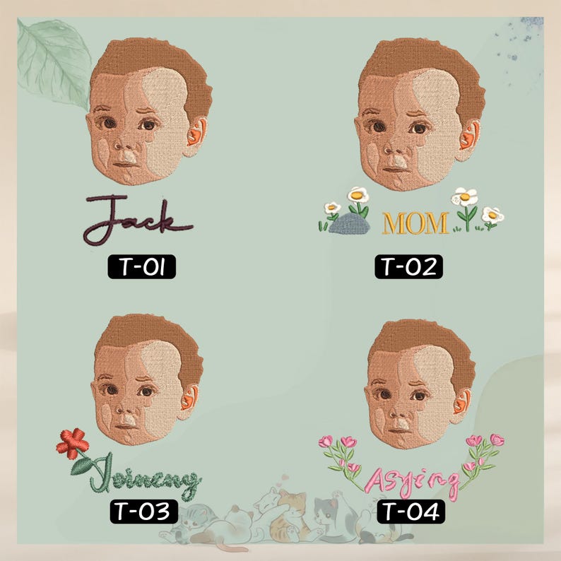 Custom Embroidered Children's Portrait T-shirt & Hoodie, Newborn Name Announcement Gift