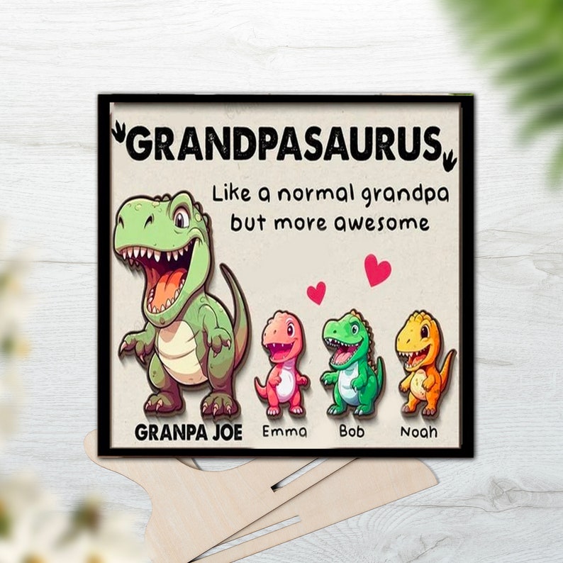 Personalized Grandpasaurus with Grandkidsaurus Sign