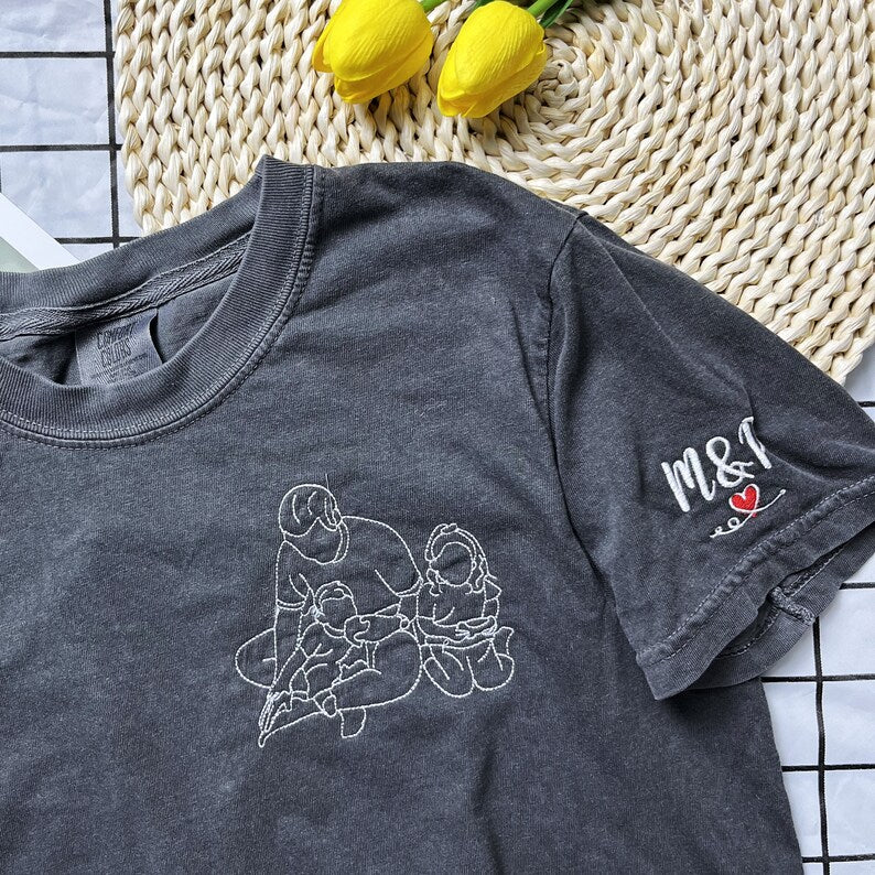 Embroidered Photo Shirt, Portrait From Photo Shirt, Personalized Dad Shirt