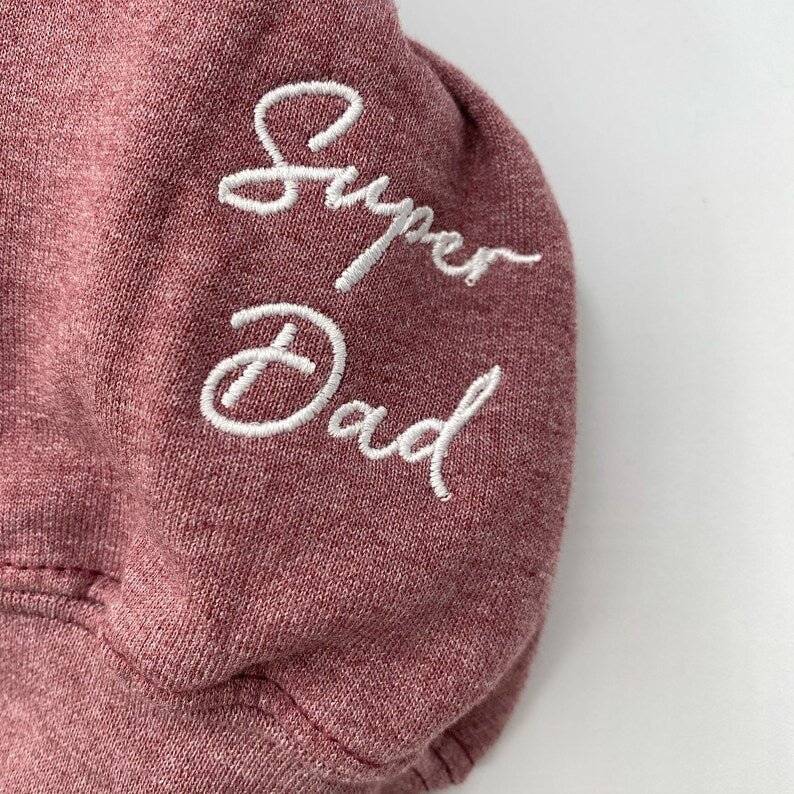 Custom Embroidered Papa Hoodie with Kids Names on Sleeve,Father's Day Gift
