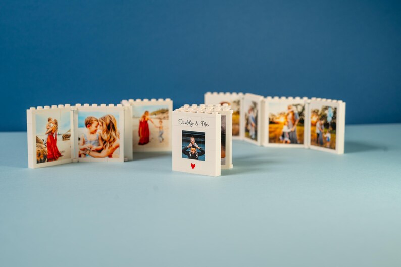 Personalised Fold-Out Daddy & Me Brick Photo Block Gift Mini Photo Album Keepsake Gift For Dad