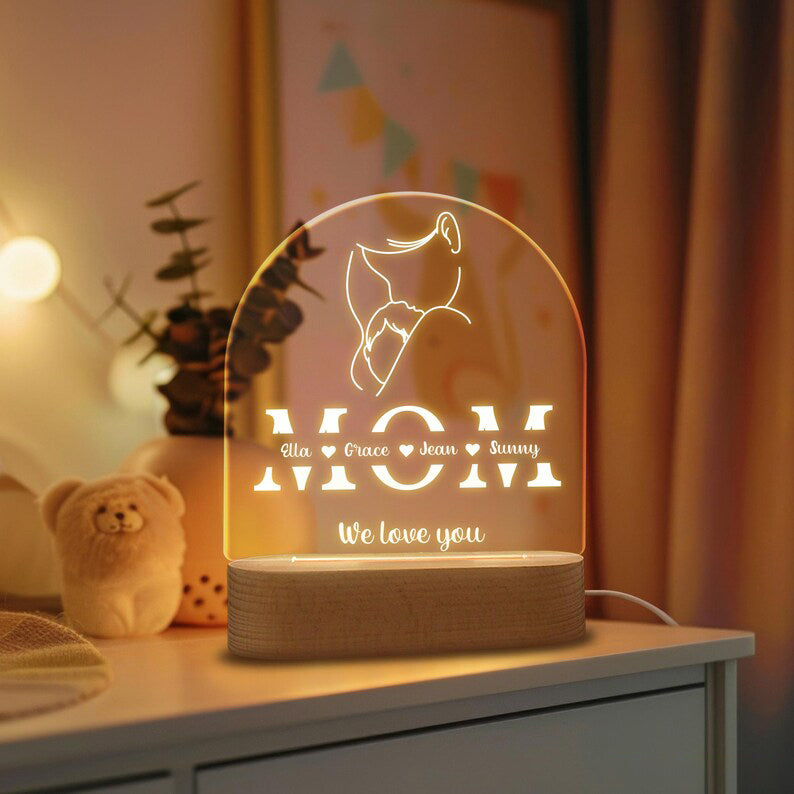 Custom Family Name Night Light for Mom,Gift for Mom