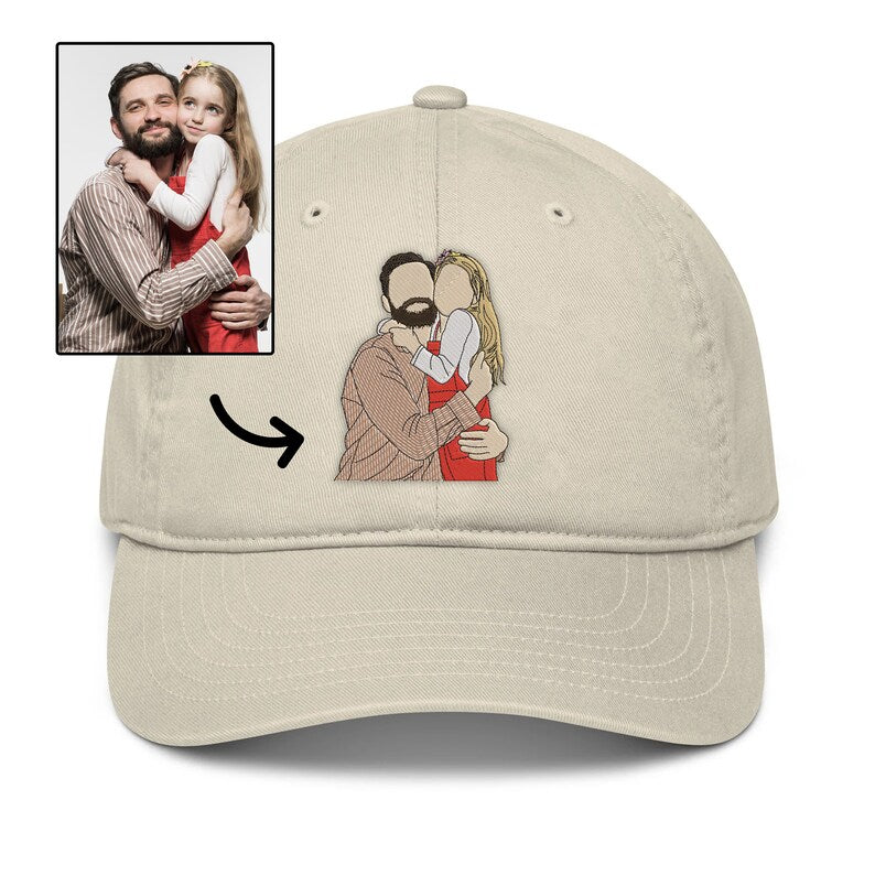 Custom Portrait Embroidered Dad Hat Using Photo Father's Day Gift