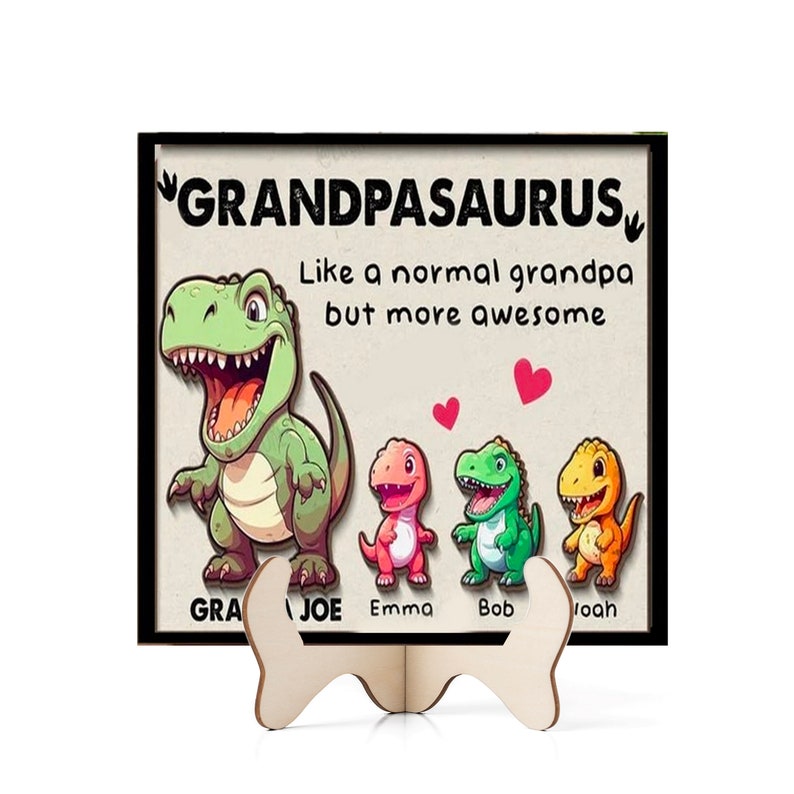 Personalized Grandpasaurus with Grandkidsaurus Sign