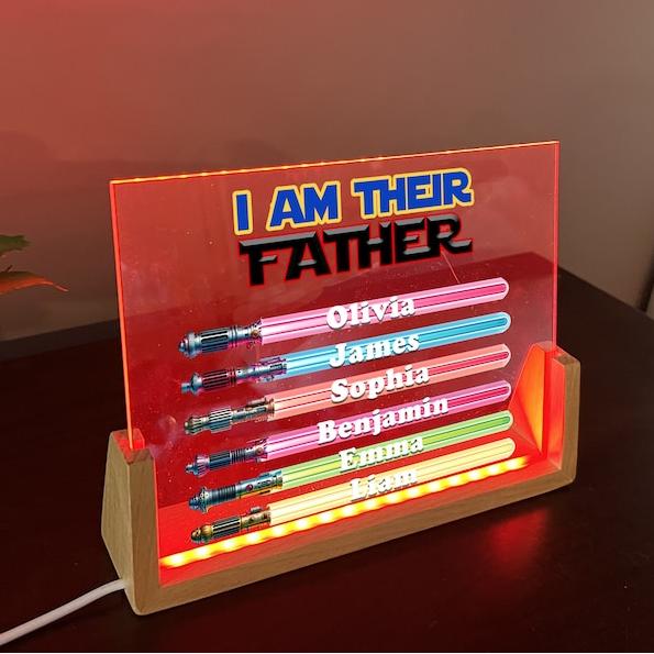 Customized Lamp Lightsaber Sign Names, Best Dad Ever Gifts