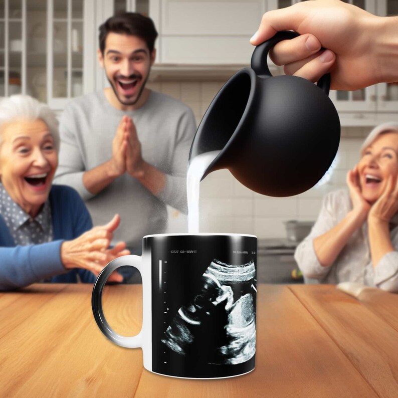 Custom Surprise Pregnancy Announcement Mug - Color Changing Sonogram Reveal Gift