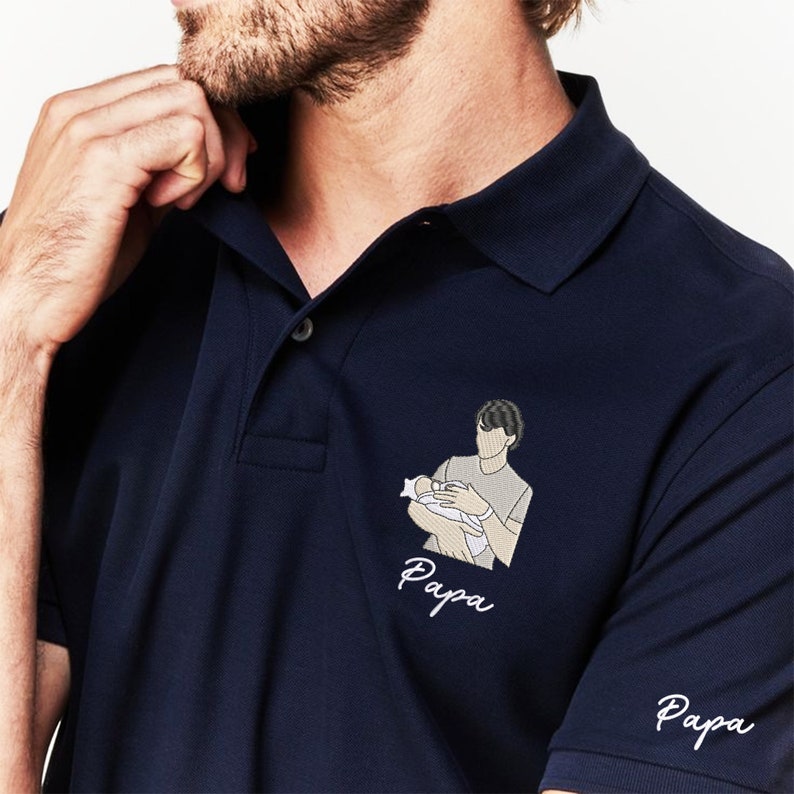 Custom Photo Embroidered Polo,Personalized Gifts for Dad with Portrait Photo,Unique Gift For Dad