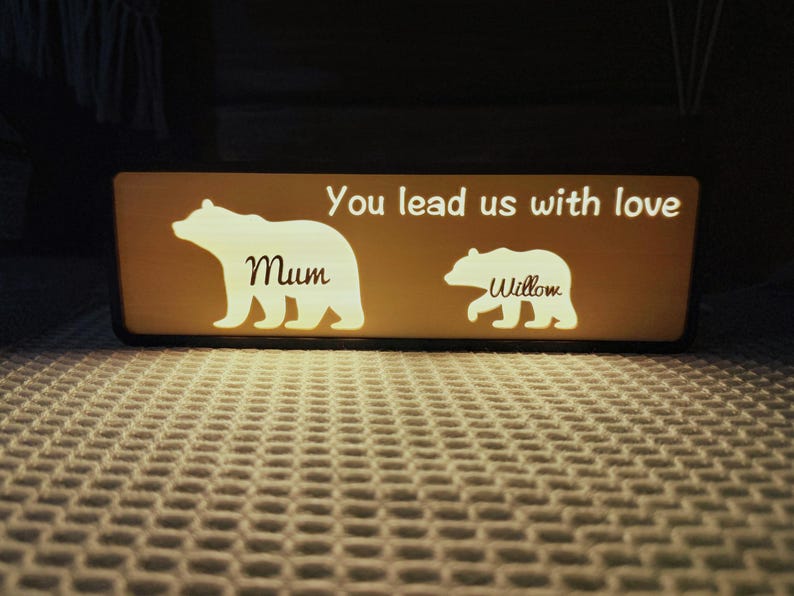 Unique Night Light Of Mother's Day Gift From Kids Husband,Personalized Gift For Mom Of Bear Family