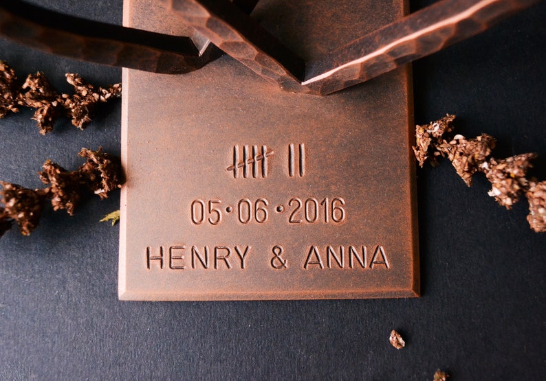 Personalized Two Steel Hearts For Anniversary Gift, Gift for Wife