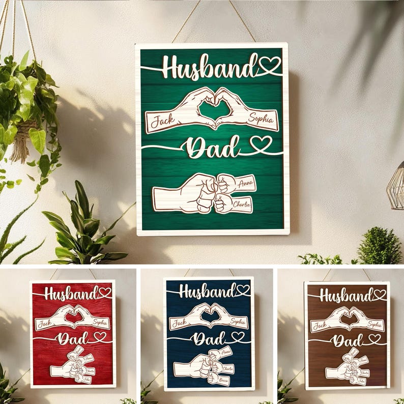 Personalized Dad Wood Sign With Standee Custom Fist Bump Plaque