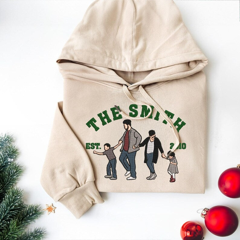 Personalized Embroidered Family Photo Sweatshirt, Family Photo Holiday Sweater