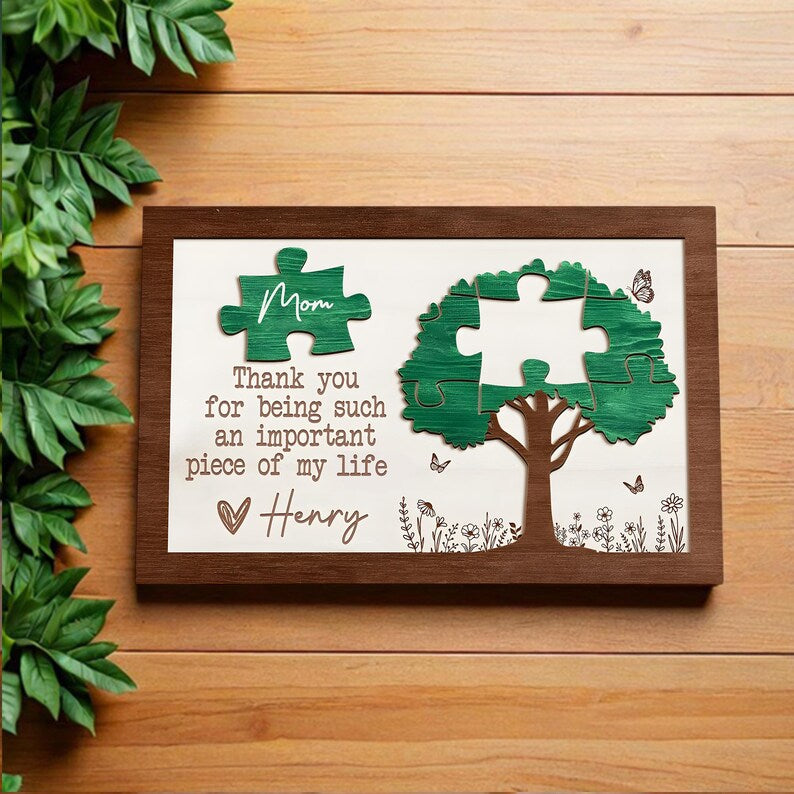 Custom Mom Tree Puzzle Sign, Gift From Son Or Daughter