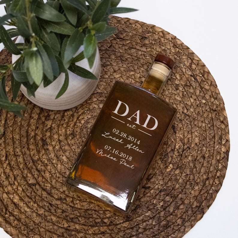 Custom Dad Est Kids Names Whiskey Decanter Fathers Day Gift For Dad 2025