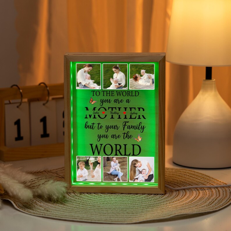 Custom TO THE WORLD YOU ARE A MOTHER Photo Luminous Frame Mother's Day Gift