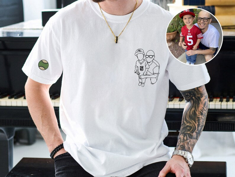 Dad Portrait Embroidered Shirt From Photo,Custom Photo Sweatshirt For Dad