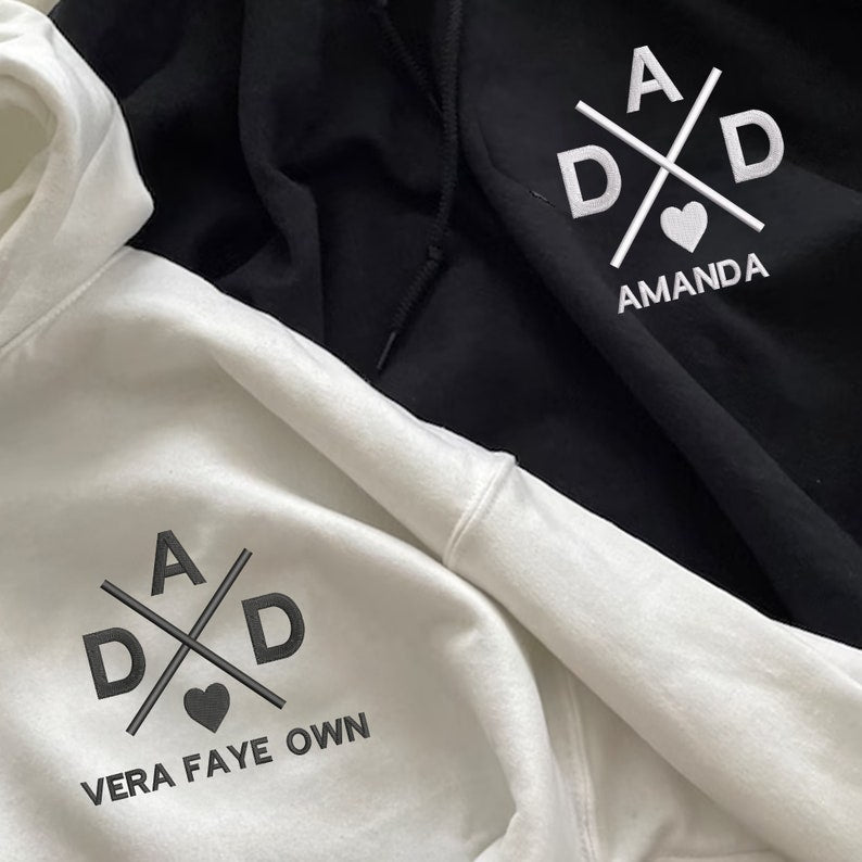 Custom Dad Embroidery Hoodie with Name , Father T-Shirt, Dad Pregnancy Announcement Sweatshirt, Cool Dad Hoodie