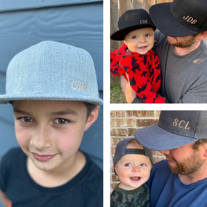 Matching Father/Son Flat-Billed Hats with Custom Initials Personalization (2 hats)【Free Shipping】