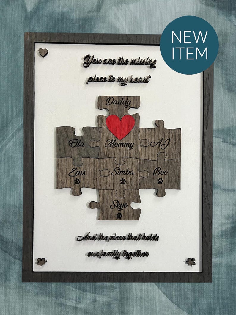 Personalized Family Puzzle Wall Art And Heartfelt Home Decor -  You Are The Missing Piece To My Heart