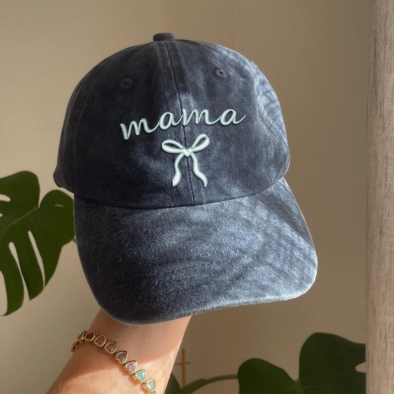 Personalized Bow Mama Embroidered Hat