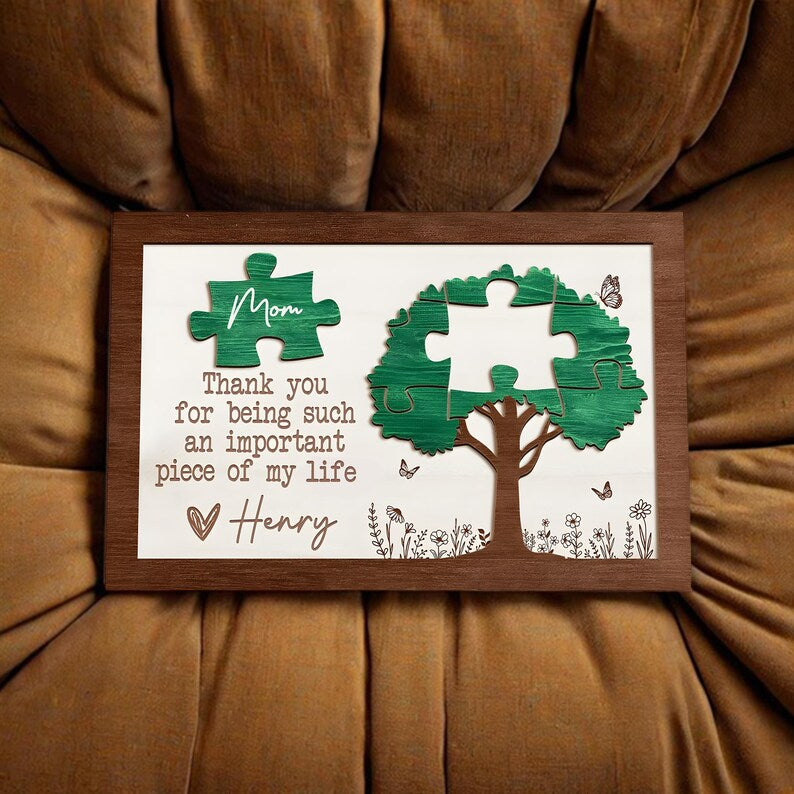 Custom Mom Tree Puzzle Sign, Gift From Son Or Daughter