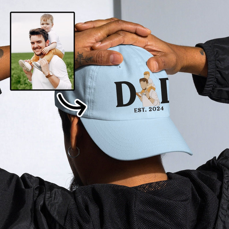 Custom Embroidered Portrait Photo Dad Hat New Dad Gift