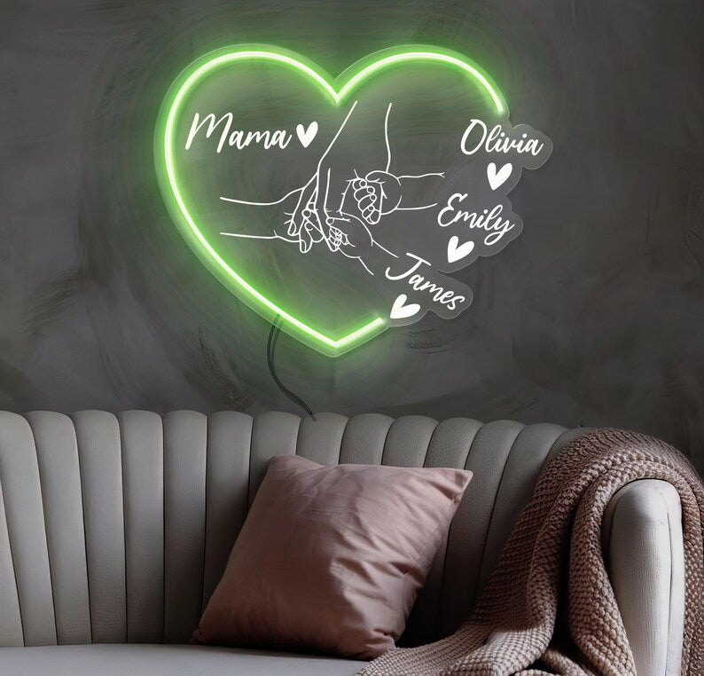 Custom Puzzle Piece Neon Sign With Name – Personalized Led Light Gift For Mom