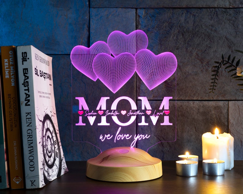 Custom 3D Led Night Light With Name, Mother Days Gifts For Mom