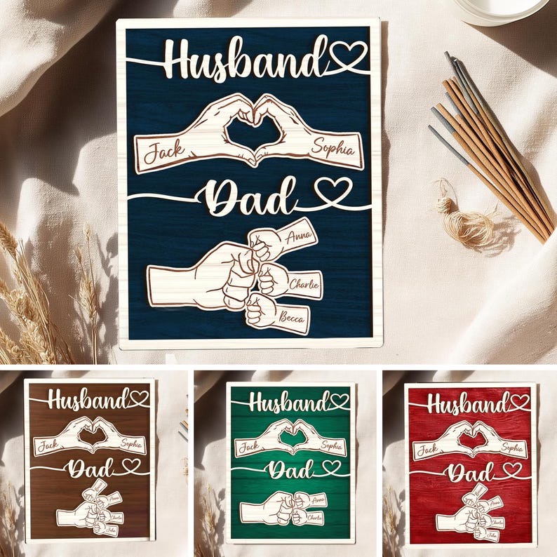 Personalized Dad Wood Sign With Standee Custom Fist Bump Plaque