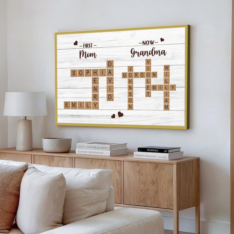 Custom Mom-To-Grandma Crossword Puzzle Wall Art, Unique Gift For Mother’S Day