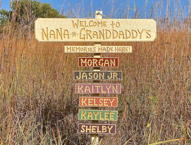 NANA PAPA GRANDPA Grandma Grandchildren Carved signs