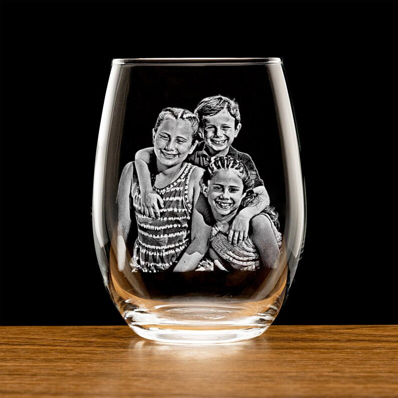 Custom Father's Day Gift For Dad, Engrave Your Favorite Photo On Whiskey Glass